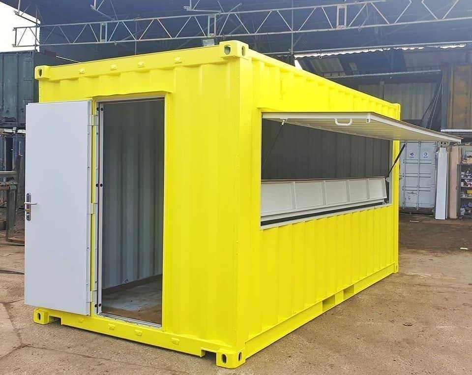 2,3 m x 2,3 m, flach verpackte Bürokabine